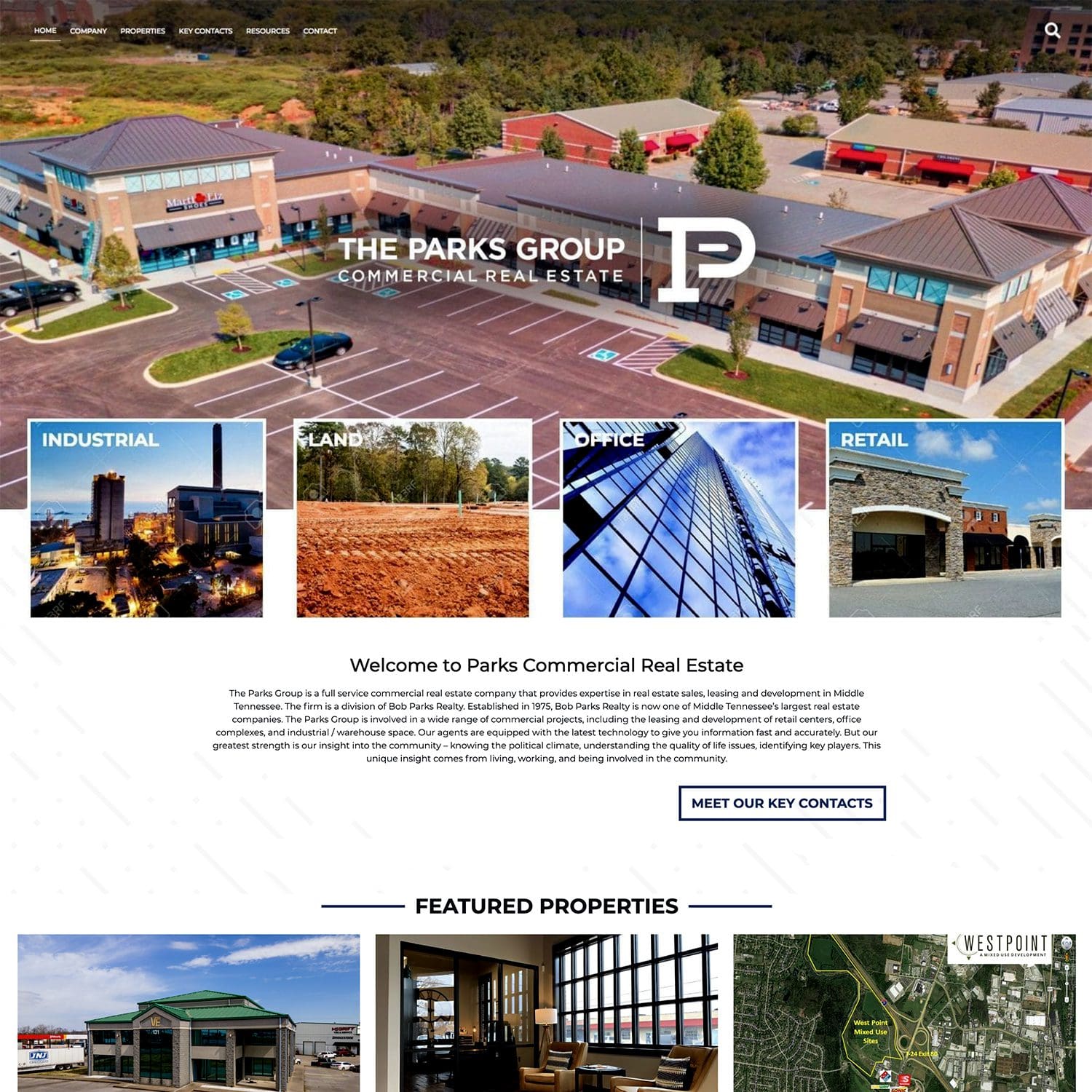 commercial real estate and parks website - JLB, Best Web Design and Web Development Company in Nashville, Brentwood, and Franklin