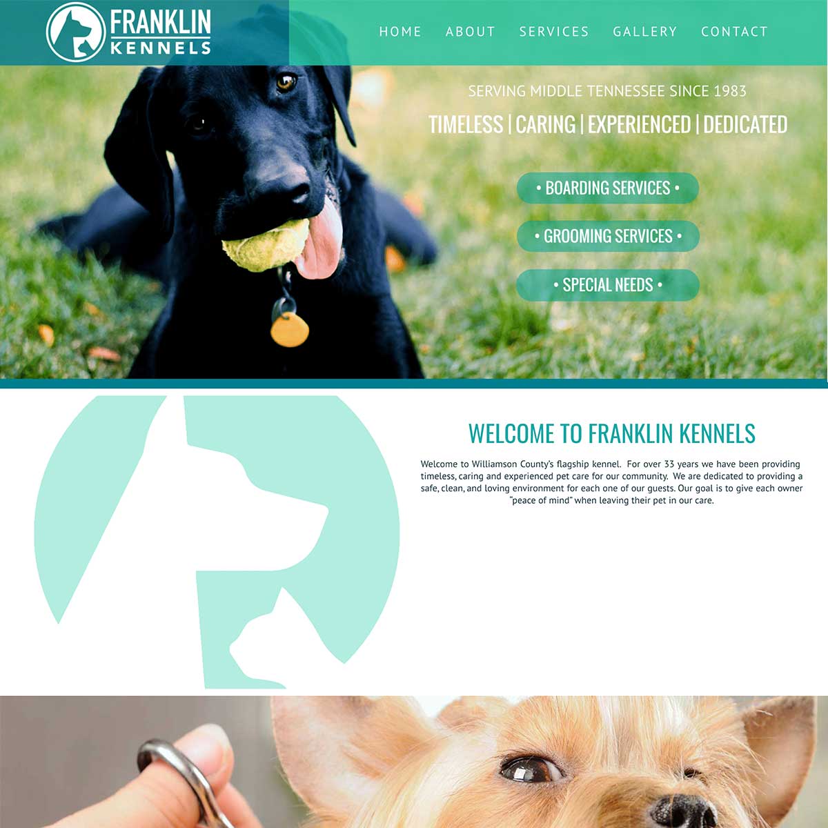 franklin kennels website after brentwood web designers worked together to recreate it to include digital marketing and seo support