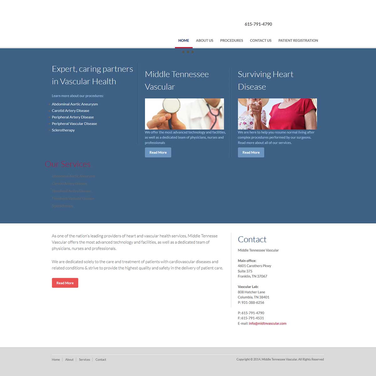mid tn vascular website before jlb web designers worked together to recreate it in franklin