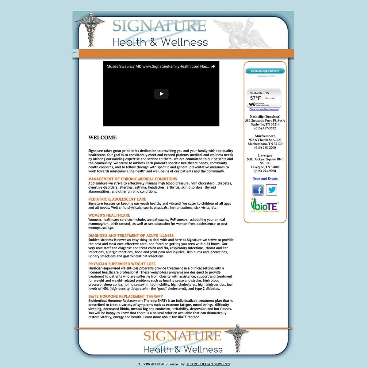 signature health website before nashville web designers worked together to recreate it to include digital marketing seo support