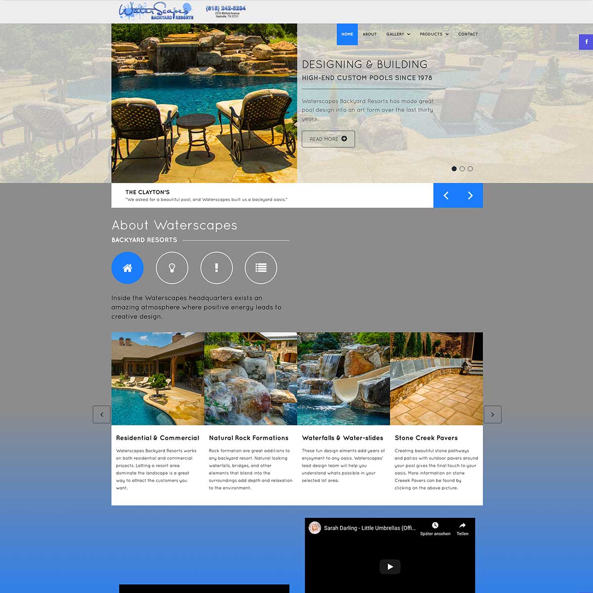 waterscapes website before jlb web designers worked together to recreate it in franklin